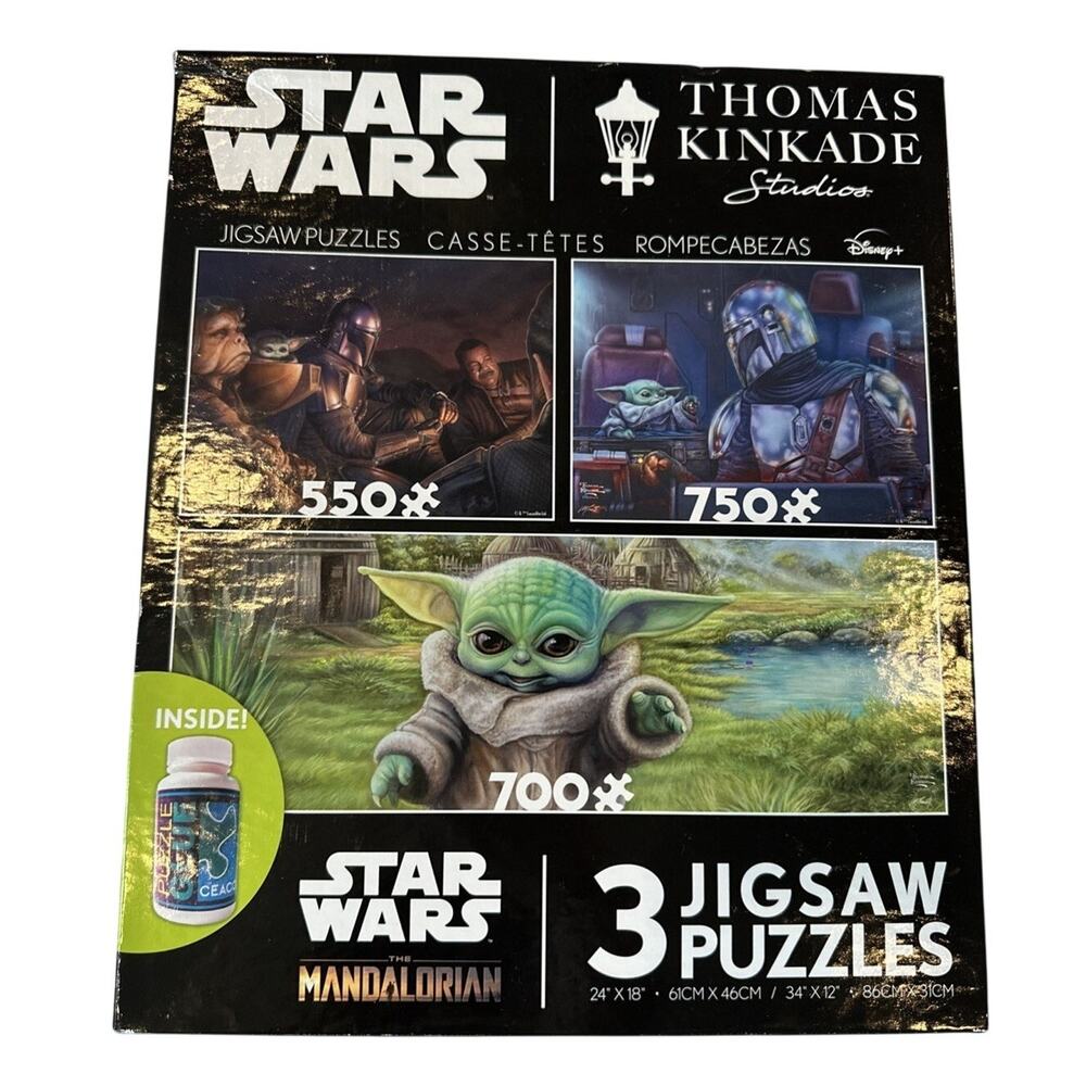 New Thomas Kinkade Studios Star Wars The Mandalorian 3 Jigsaw Puzzles 3573-8